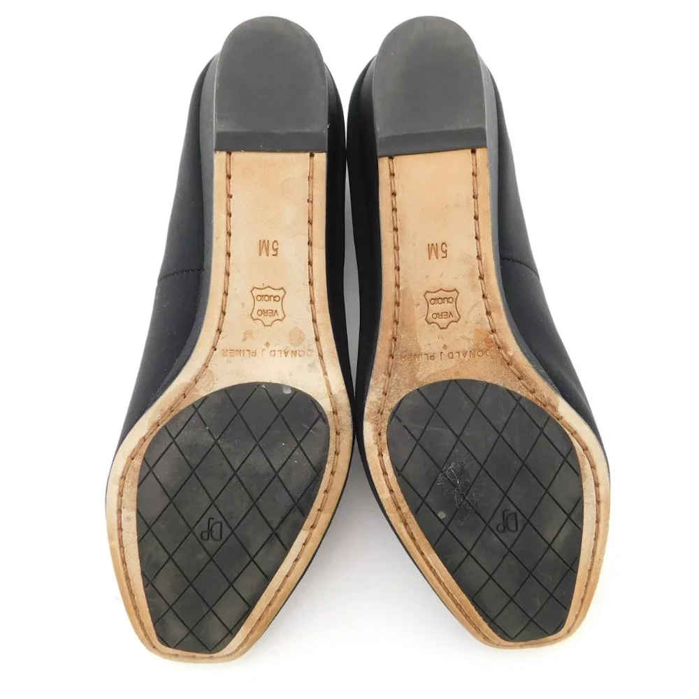 DONALD J. PLINER Black Micro Fiber Slip-on Wedged Flats 5